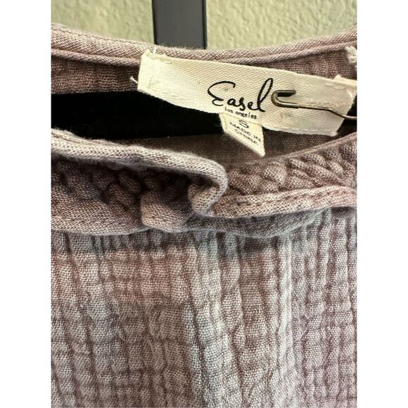 Size S (Oversized) Easel Los Angeles Cotton Gauze Top in Mocha - Picture 4 of 5